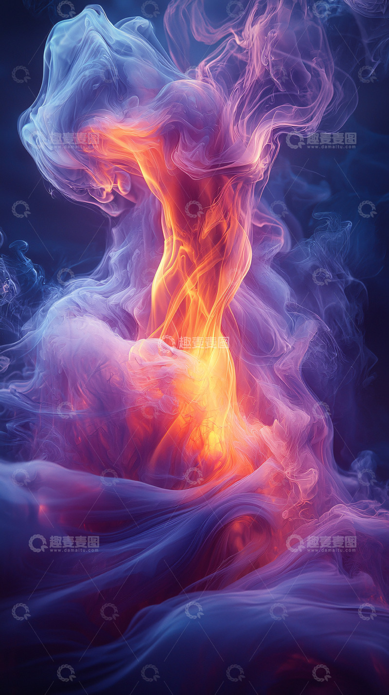高清大图下载【趣麦麦图】绚丽烟雾状火焰漩涡