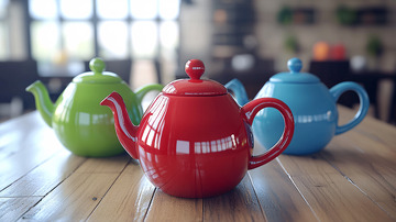 三个彩色茶壶