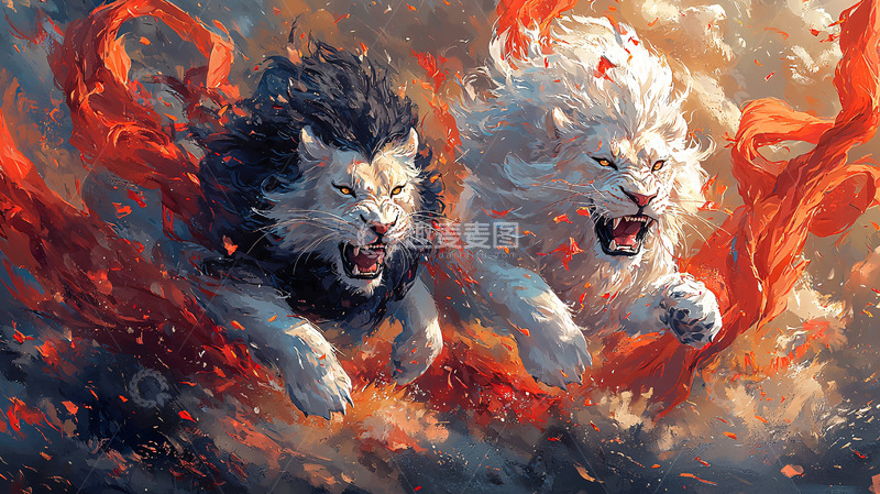 高清大图下载【趣麦麦图】黑白雄狮怒吼