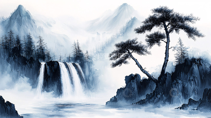 高清大图下载【趣麦麦图】水墨山水画32