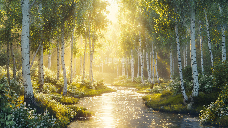 高清大图下载【趣麦麦图】阳光森林小溪