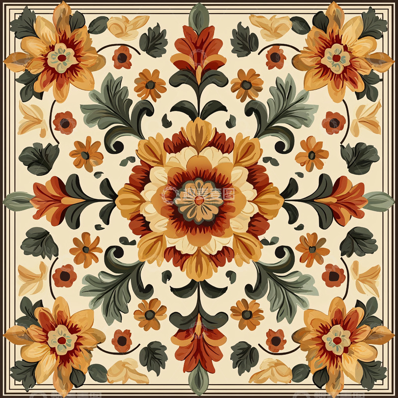 高清大图下载【趣麦麦图】复古花卉图案