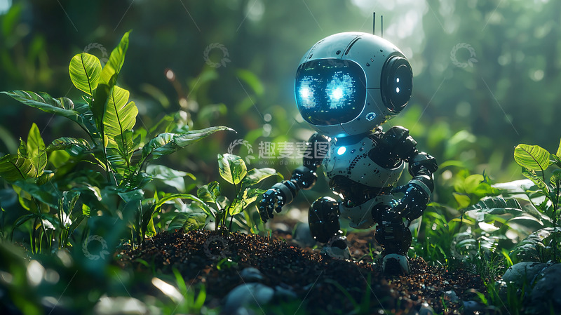 高清大图下载【趣麦麦图】小机器人丛林探险