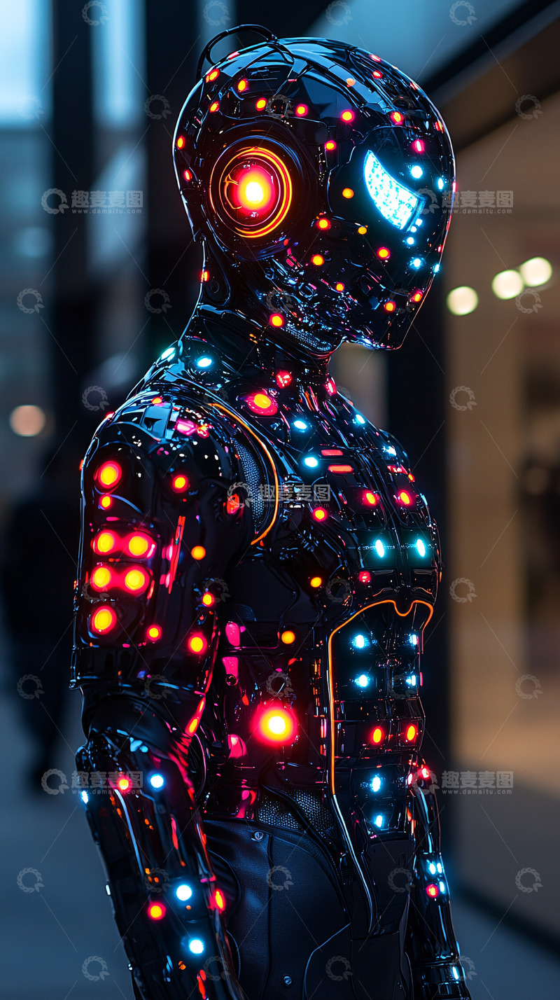 高清大图下载【趣麦麦图】炫酷发光机器人