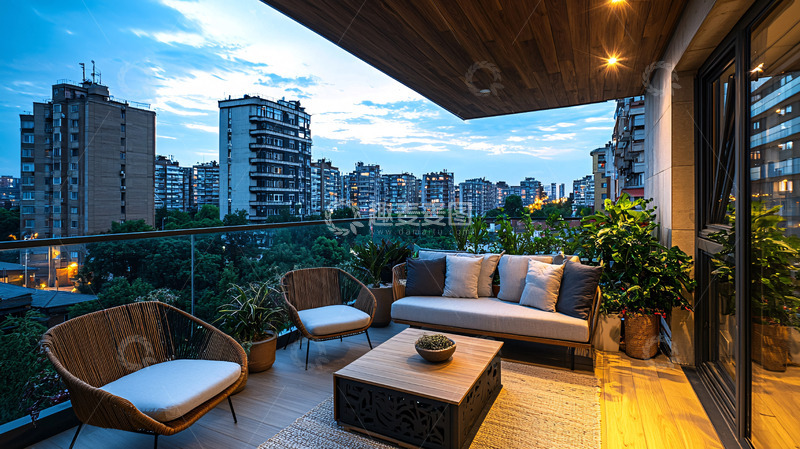 高清大图下载【趣麦麦图】夜景阳台4