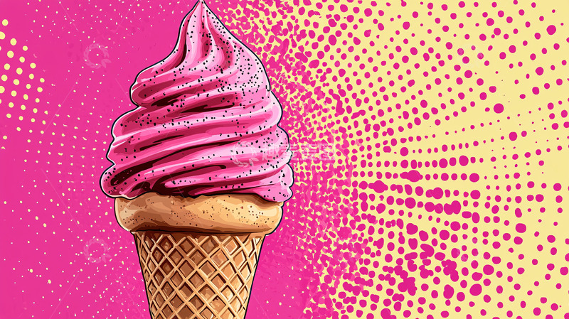 高清大图下载【趣麦麦图】粉色冰淇淋甜筒
