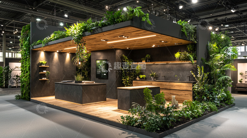 高清大图下载【趣麦麦图】高端大气绿色展台设计