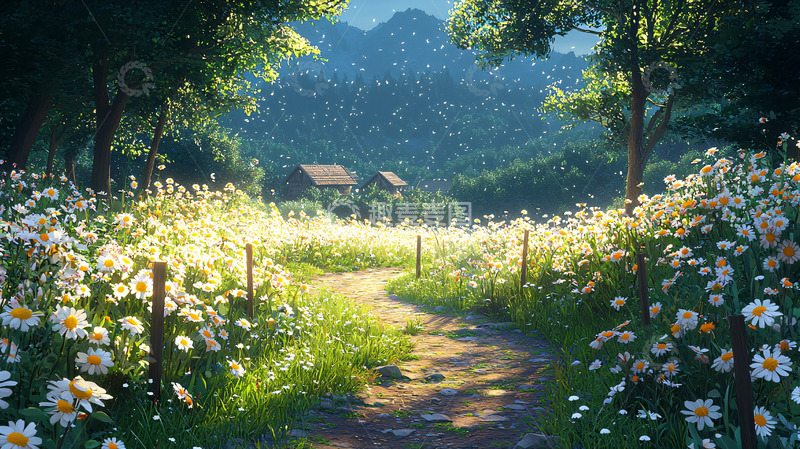 高清大图下载【趣麦麦图】阳光花田小路