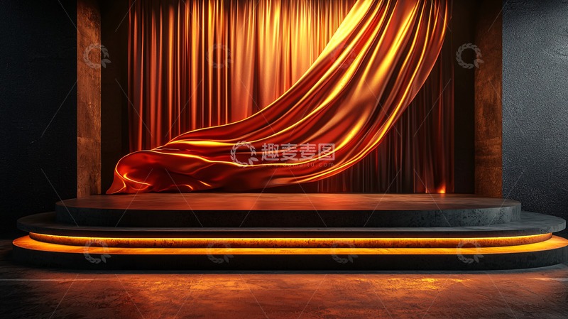 高清大图下载【趣麦麦图】金色幕布舞台背景