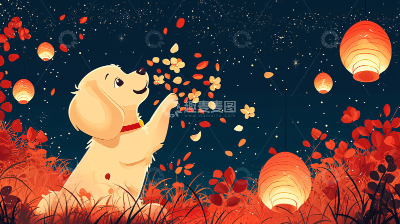 高清大图下载【趣麦麦图】小狗星空花灯
