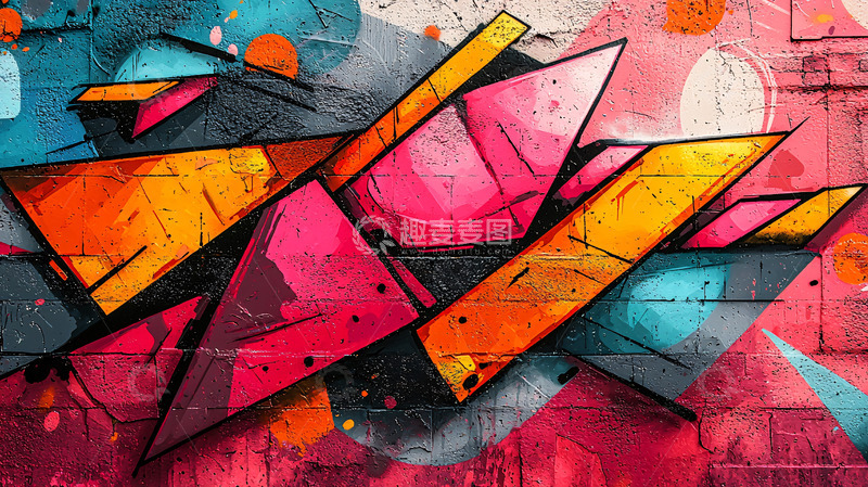 高清大图下载【趣麦麦图】-抽象几何涂鸦墙绘