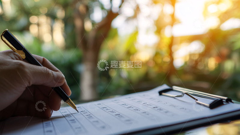 高清大图下载【趣麦麦图】手持钢笔填写文件