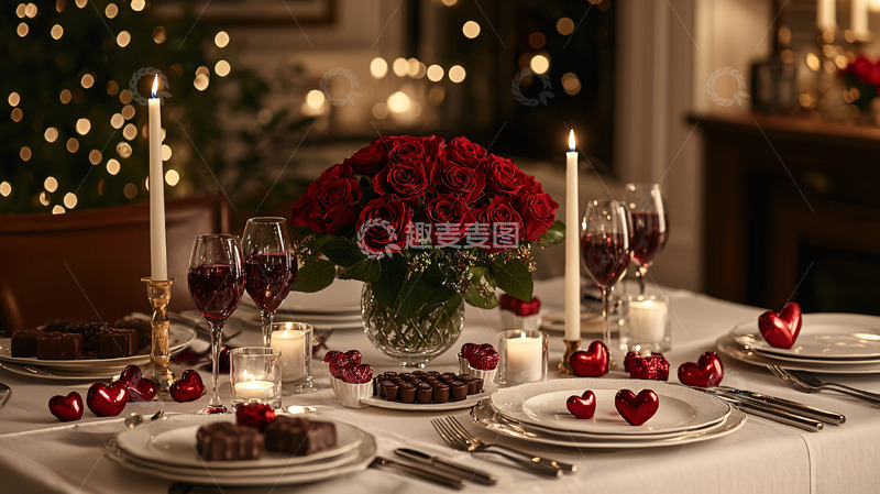 高清大图下载【趣麦麦图】浪漫情人节晚餐