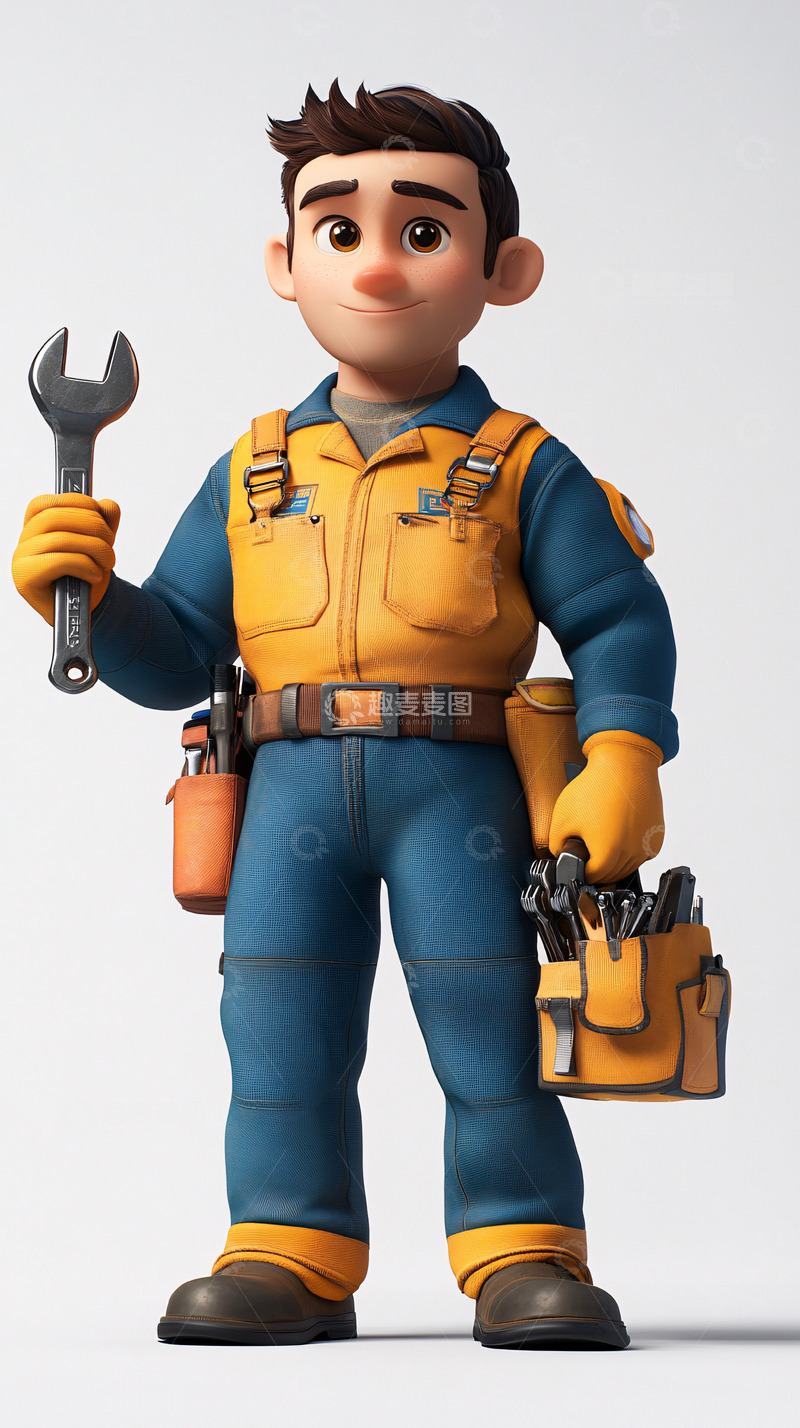 高清大图下载【趣麦麦图】卡通修理工