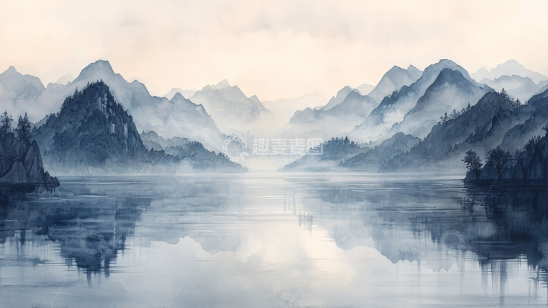 高清大图下载【趣麦麦图】水墨山水画33