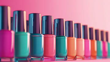 彩色指甲油瓶排列