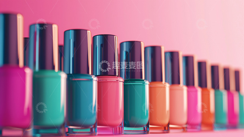 高清大图下载【趣麦麦图】彩色指甲油瓶排列