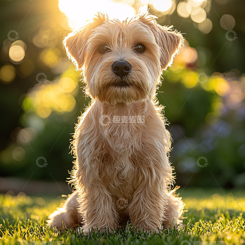 高清大图下载【趣麦麦图】夕阳下的小型犬