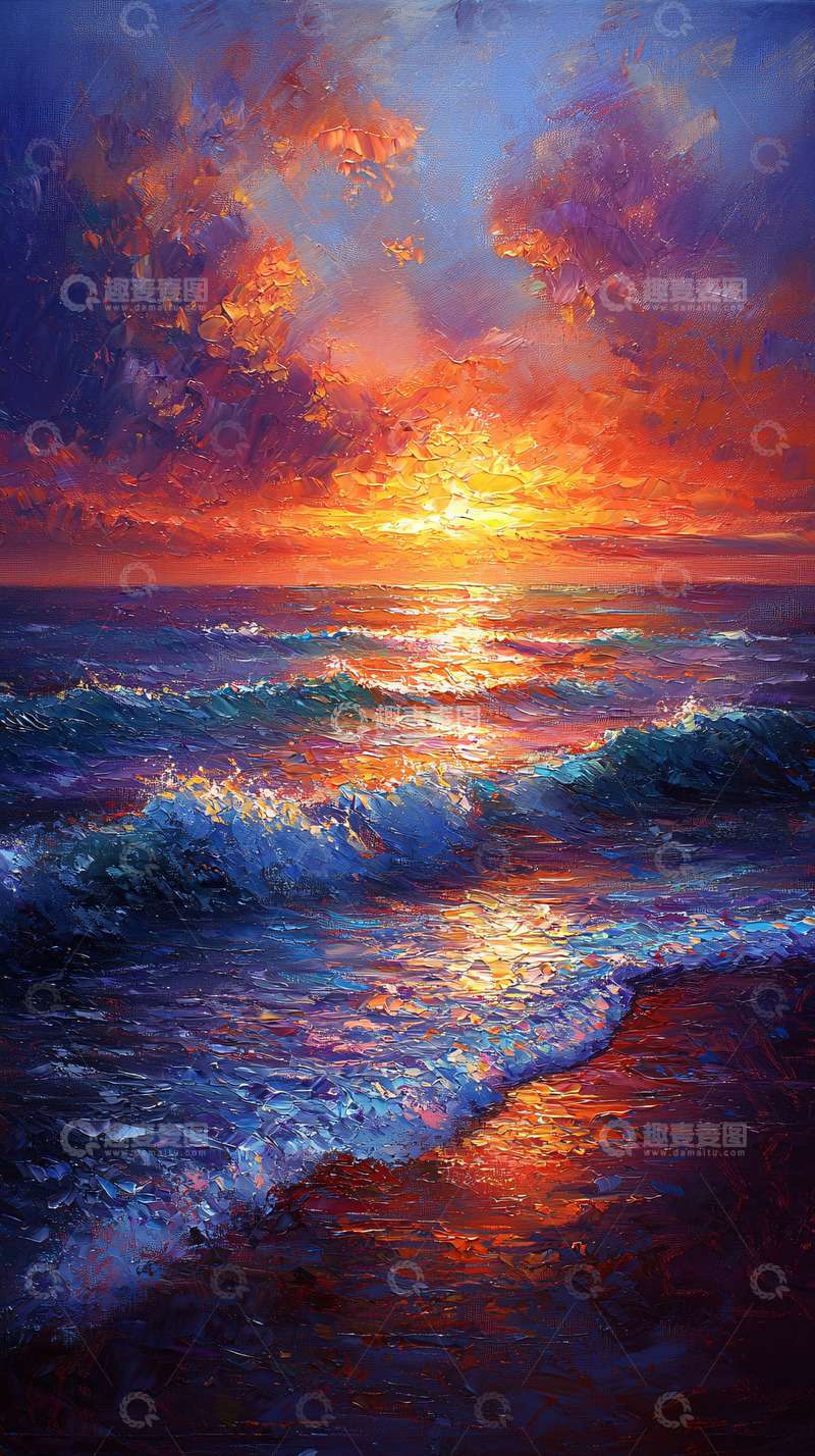 高清大图下载【趣麦麦图】燃烧的日落海景