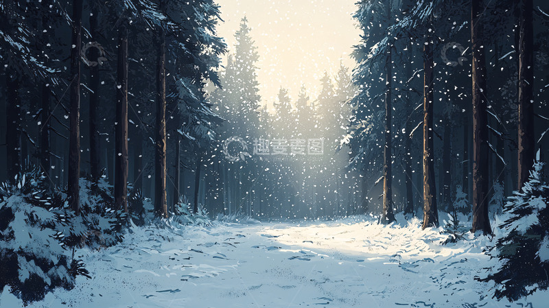 高清大图下载【趣麦麦图】冬日森林雪景