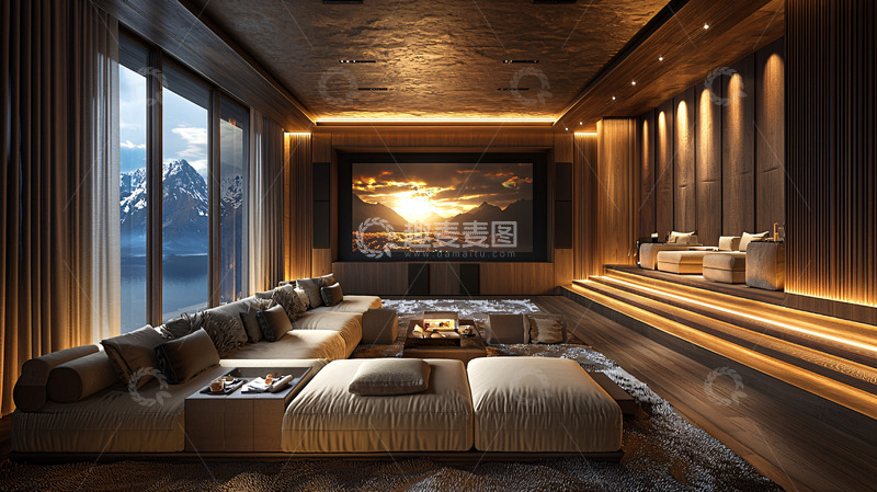 高清大图下载【趣麦麦图】豪华家庭影院客厅