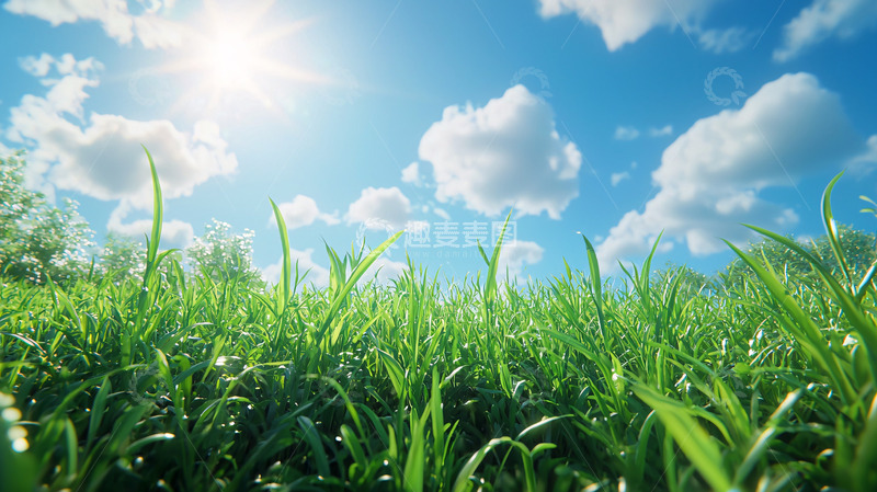 高清大图下载【趣麦麦图】阳光明媚下的青草地