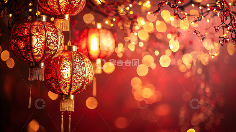 高清大图下载【趣麦麦图】红灯笼喜庆新年氛围