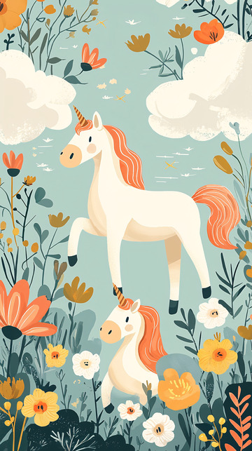 梦幻独角兽母子花田