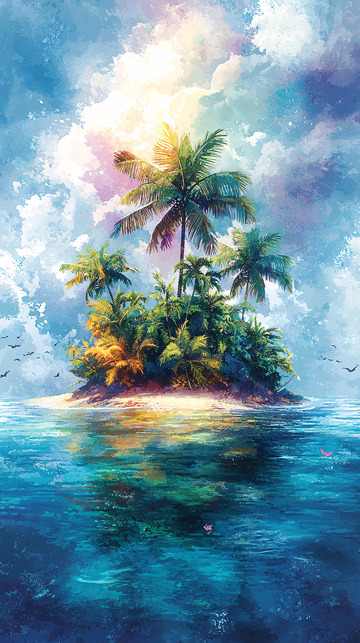 热带岛屿和清澈海面