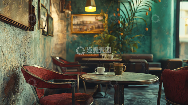 高清大图下载【趣麦麦图】复古咖啡馆室内场景