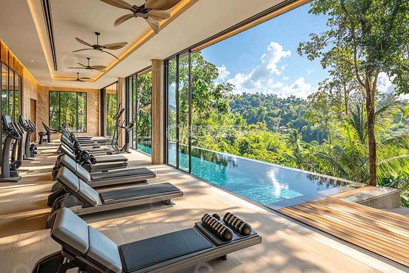 高清大图下载【趣麦麦图】健身房泳池景观