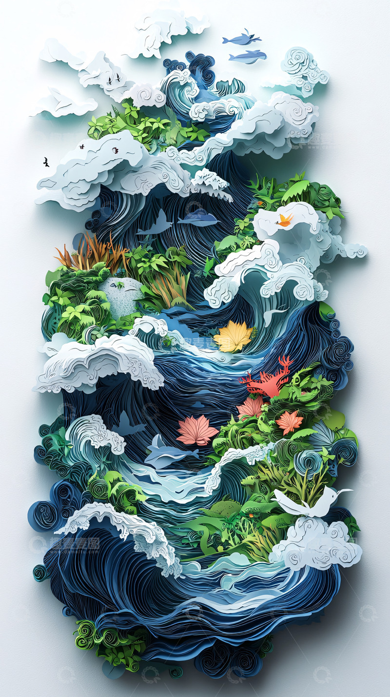 高清大图下载【趣麦麦图】立体纸艺风景