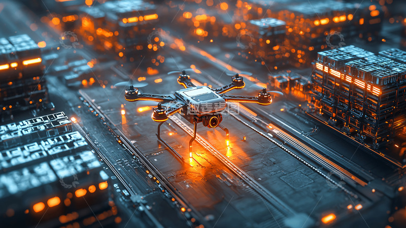高清大图下载【趣麦麦图】无人机飞越未来城市