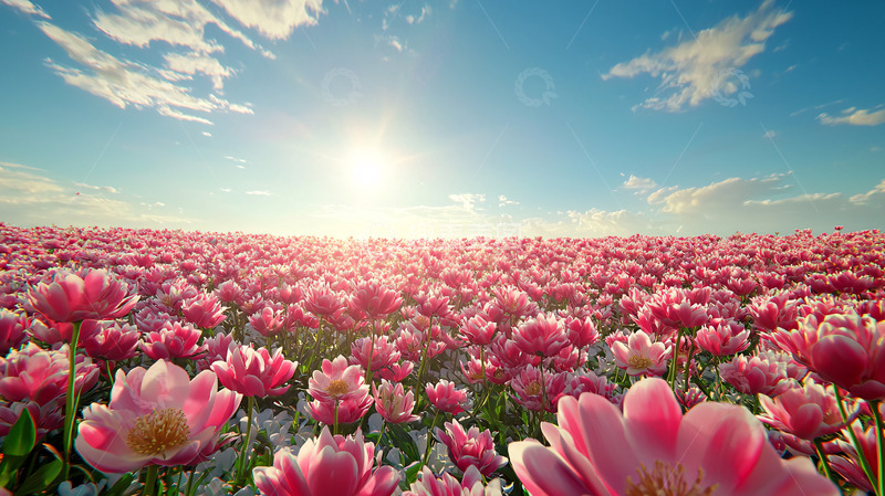 高清大图下载【趣麦麦图】粉色郁金香花田