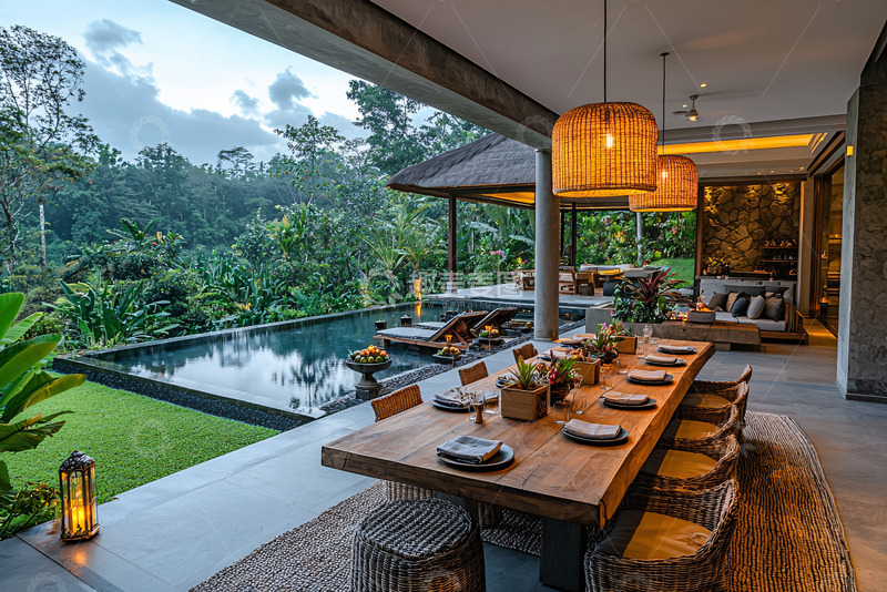 高清大图下载【趣麦麦图】巴厘岛别墅泳池景观
