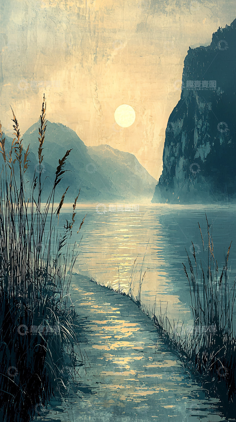 高清大图下载【趣麦麦图】宁静祥和的湖边小路