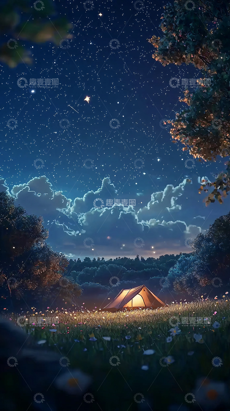 高清大图下载【趣麦麦图】星空下的帐篷