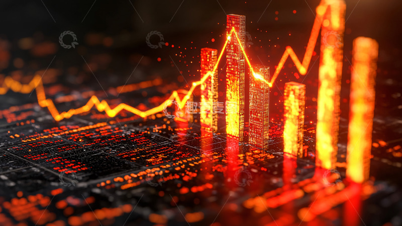 高清大图下载【趣麦麦图】燃烧的股票图表