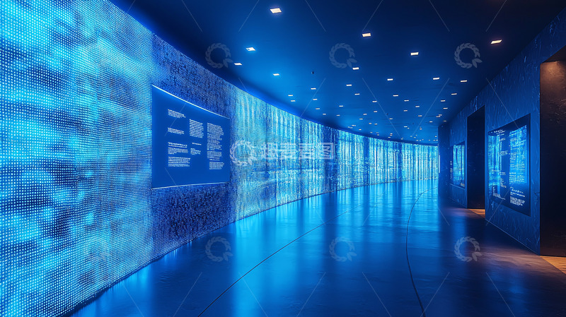 高清大图下载【趣麦麦图】蓝色光影走廊