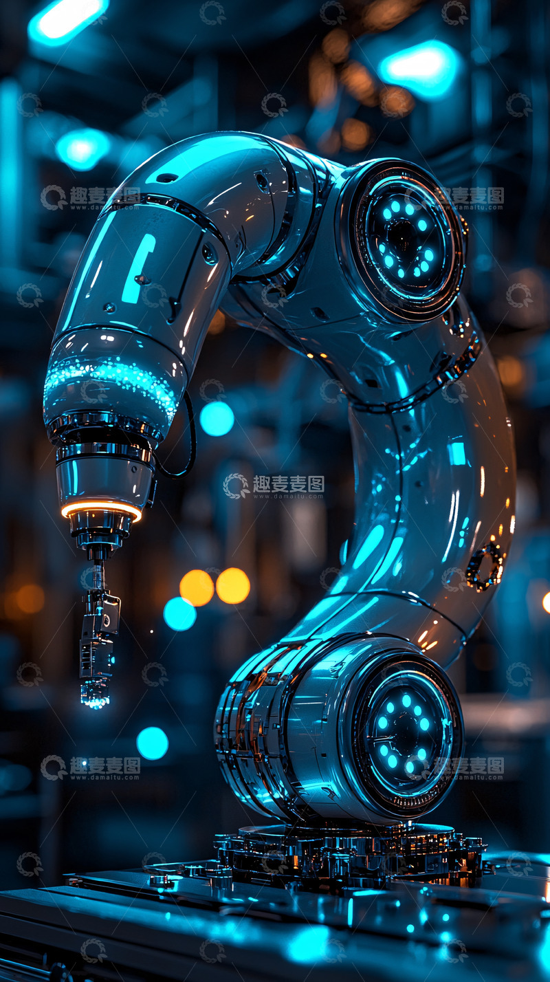 高清大图下载【趣麦麦图】科幻感蓝色机械臂