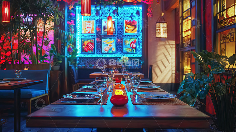 高清大图下载【趣麦麦图】餐厅夜景