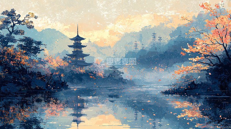 高清大图下载【趣麦麦图】水墨风山水风景画