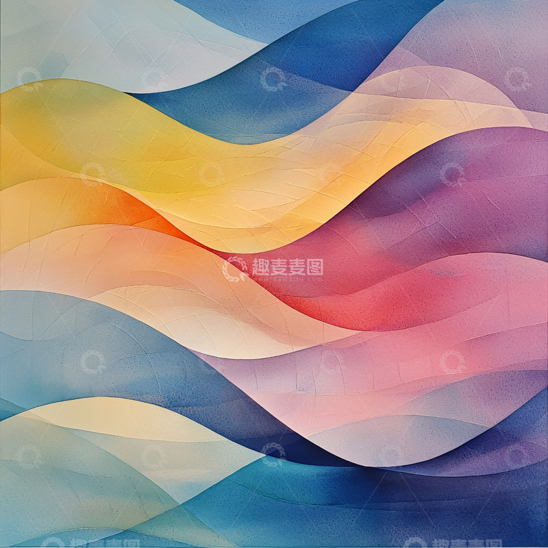 高清大图下载【趣麦麦图】彩色水彩波浪