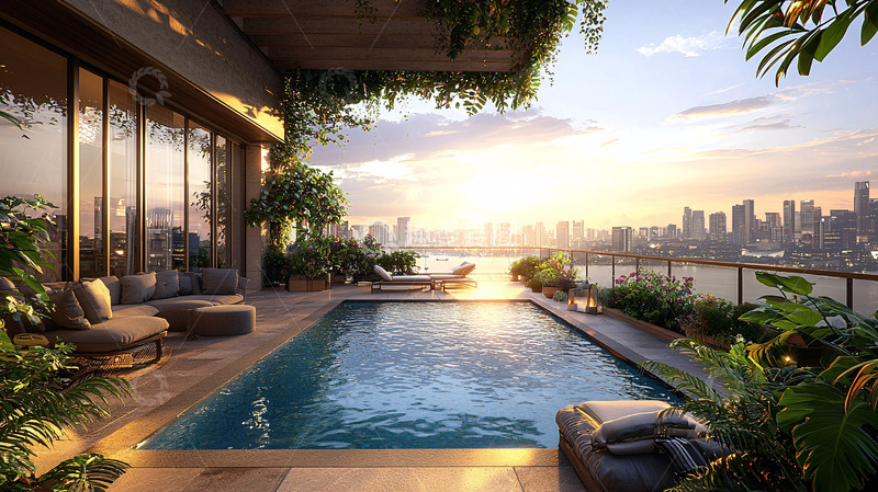 高清大图下载【趣麦麦图】-高端住宅泳池景观