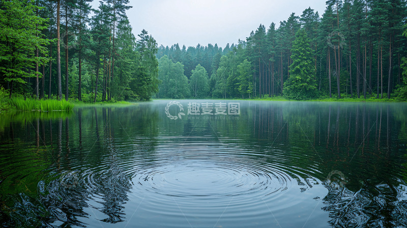 高清大图下载【趣麦麦图】平静湖面森林倒影