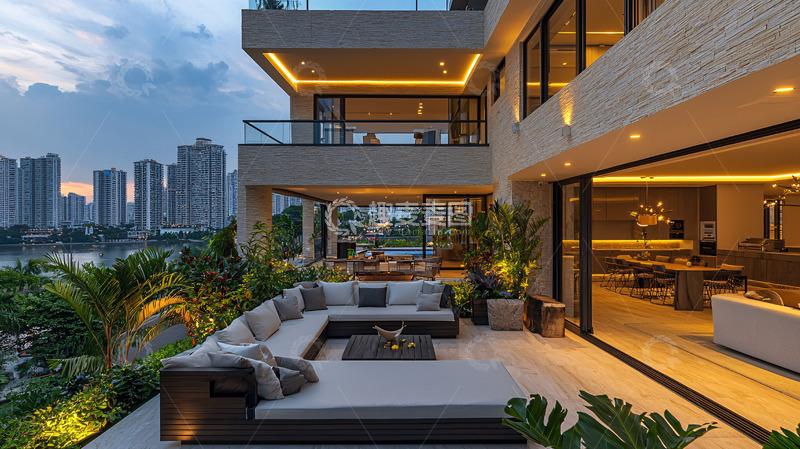 高清大图下载【趣麦麦图】豪华露台城市景观