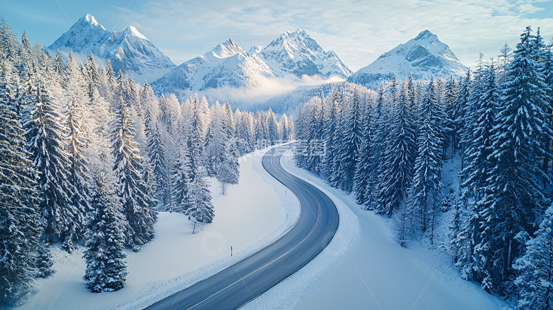高清大图下载【趣麦麦图】雪山公路