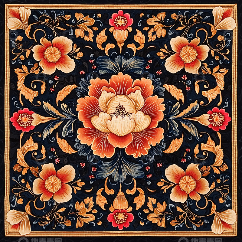 高清大图下载【趣麦麦图】精美花卉对称图案