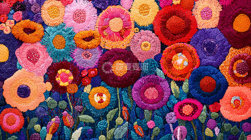 高清大图下载【趣麦麦图】彩色毛线花朵
