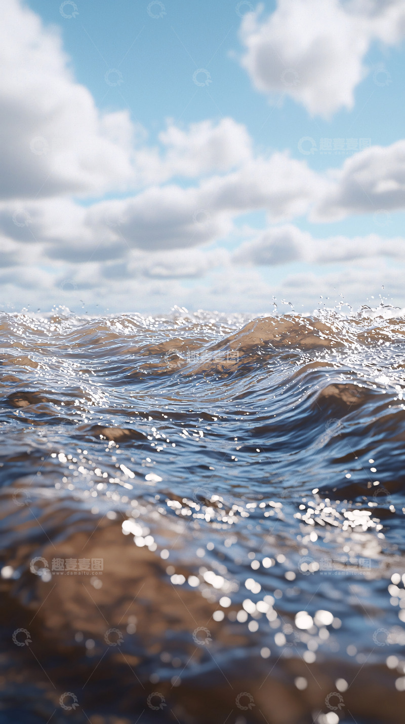 高清大图下载【趣麦麦图】阳光下的海面波浪